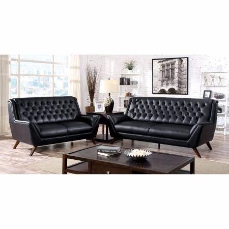 LEIA SOFA + LOVE SEAT + CHAIR BLACK CM6035BK-GROUP2